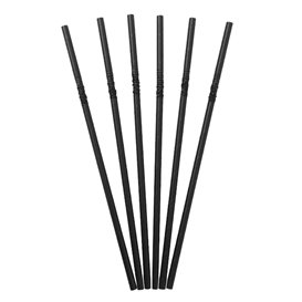 Paille Flexible Papier Noir Ø6mm 230mm (250 Utés)