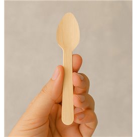 Petite Cuillère en Bois Eco 11cm em boîte (100 Utés)