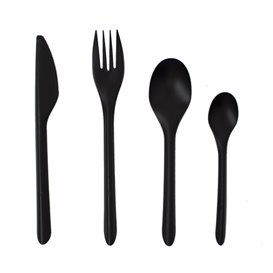 Petite Cuillère Réutilisable PP Noire 12,4cm (25 Utés)