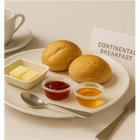 Pot à Sauce Rond avec Couvercle Attaché en Plastique PP Transparent 30ml (100 Utés)