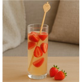 Agitateur à Boissons en Bambou Fraise 18cm (50 Utés)