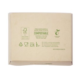 Boîte Américaine en Carton Bambou Kraft avec Fenêtre 11,5x9x6,5cm 700ml (200 Utés)