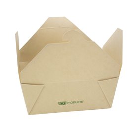 Boîte Américaine en Carton Bambou Kraft 16x14x6,5cm 1800ml (50 Utés)
