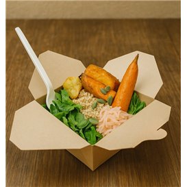Boîte Américaine en Carton Bambou Kraft 16x14x6,5cm 1800ml (50 Utés)
