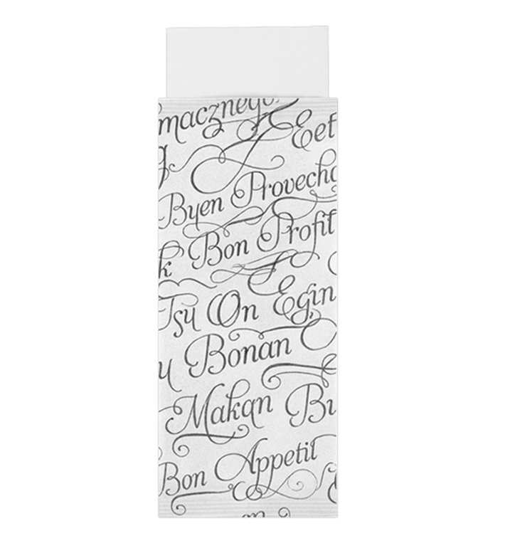 Pochette Porte-Couverts avec Serviette "Bon Appetit" 11x25cm (800 Utés) Pochette Porte-Couverts avec Serviette "Bon Appetit" 11x25cm (800 Utés)