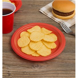 Assiette Plastique PS Réutilisable Plate Rouge Ø165mm (25 Utés)