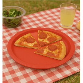 Assiette Plastique PS Réutilisable Plate Rouge Ø220mm (25 Utés)