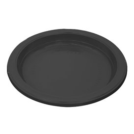 Assiette Plastique PS Réutilisable Plate Noir Ø165mm (25 Utés)