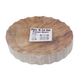 Assiette en Carton Effet Bois “Bali” Ø18cm 290g/m² (50 Utés)