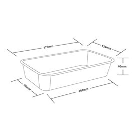 Boîte Rectangulaire Plastique PP Transparent 500ml  17,4x11,6x3,5cm (25 Utés)