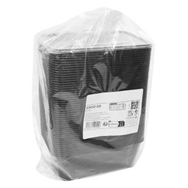 Boîte Rectangulaire en Plastique PP Noire 750ml 17,6x12,4x6cm (50 Utés)