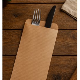 Pochette Porte-Couverts Kraft Vergé 11x24cm (100 Utés)