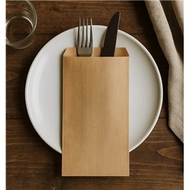 Pochette Porte-Couverts Kraft Vergé 11x24cm (100 Utés)