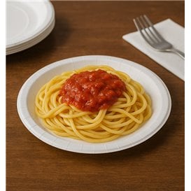 Assiette en Carton Ronde Ingraissable Blanc Ø18cm 220g/m² (50 Utés)