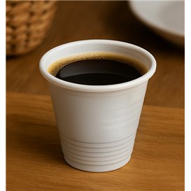 Gobelet Réutilisable Plastique Expresso Blanc 80ml PP (50 Utés)