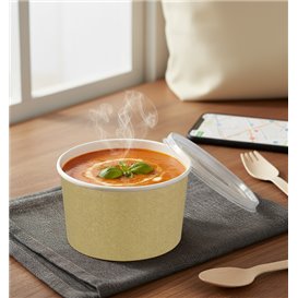 Pot en Carton Kraft avec Couvercle PP 16 Oz/473ml (500 Utés)