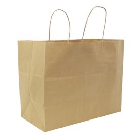 Sac Papier Kraft avec Anses Torsadées 80g/m² 32+16x26cm (25 Utés)