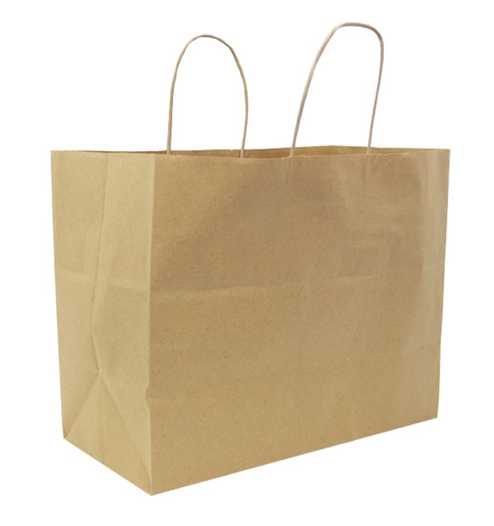 Sac Papier Kraft avec Anses Plates 80g/m² 32+16x27,5cm (300 Utés) Sac Papier Kraft avec Anses Plates 80g/m² 32+16x27,5cm (300 Utés)