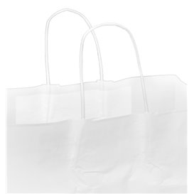 Sac Papier Blanc avec Anses Plates 80g/m² 32+16x27cm (25 Utés)