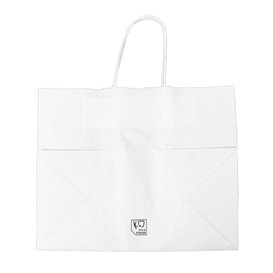 Sac Papier Blanc avec Anses Plates 80g/m² 32+16x27cm (25 Utés)