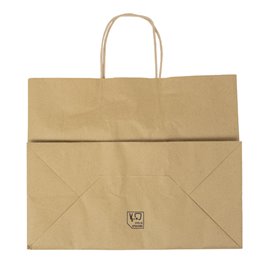 Sac Papier Kraft avec Anses Torsadées 80 g/m² 32+16x26cm (25 Utés)
