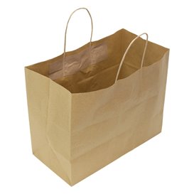 Sac Papier Kraft avec Anses Torsadées 80 g/m² 32+16x26cm (25 Utés)