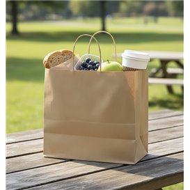 Sac Papier Kraft avec Anses Torsadées 80 g/m² 32+16x26cm (25 Utés)
