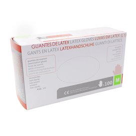 Gants en Latex sans Poudre Blanc Taille M AQL 1.5 (100 Utés)