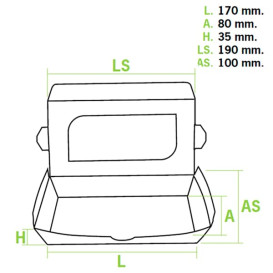 Barquette kraft écologique 19x10x3,5cm 480ml (400 Utés)