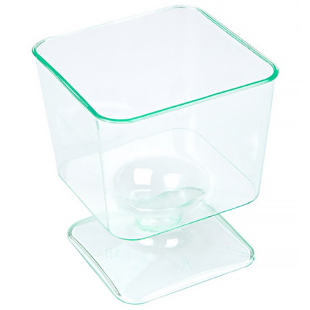 Verre à Pied Plastique Carré Vert Transp. 60 ml (12 Utés)