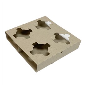 Plateau en Carton Recyclé Kraft avec 4 Porte-gobelets (250 Utés)