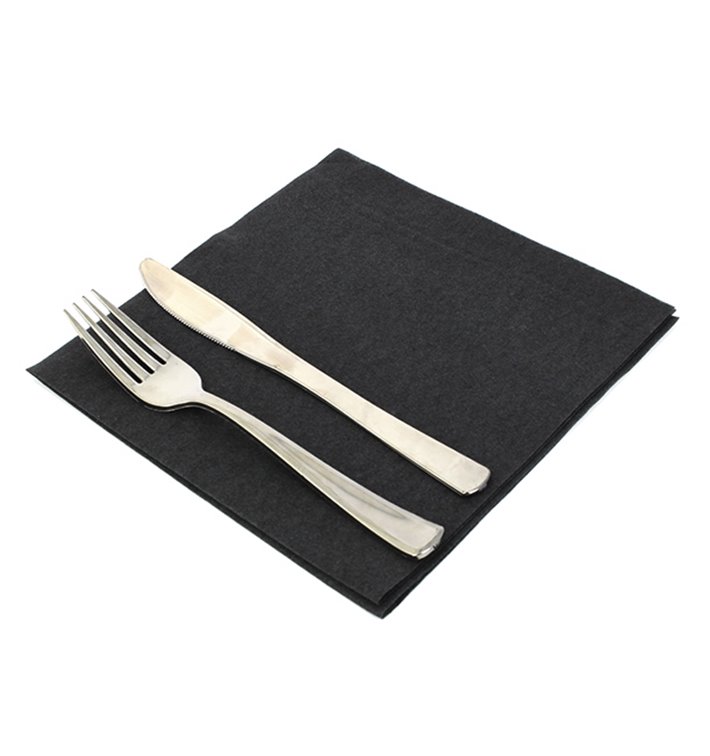 Serviette en Airlaid Noir 40x40cm Serviette en Airlaid Noir 40x40cm