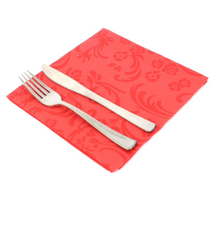 Serviette Damascato en Airlaid Rouge 40x40cm Serviette Damascato en Airlaid Rouge 40x40cm