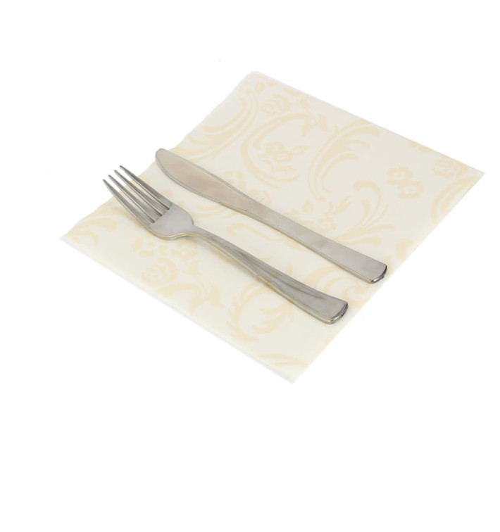 Serviette Damascato en Airlaid Creme 40x40cm Serviette Damascato en Airlaid Creme 40x40cm