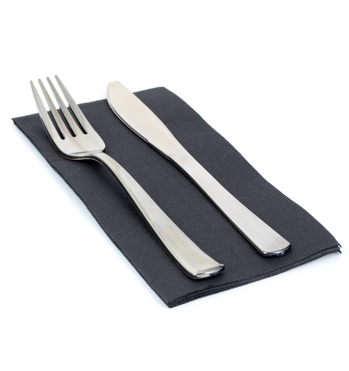 Serviette Papier Molletonnée 1/8 40x40 Noire Serviette Papier Molletonnée 1/8 40x40 Noire