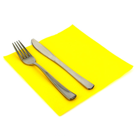 Serviette Papier Molletonnée 40x40 Jaune (50 Unités)