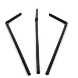 Pailles Flexibles Noires Ø5mm 21cm 